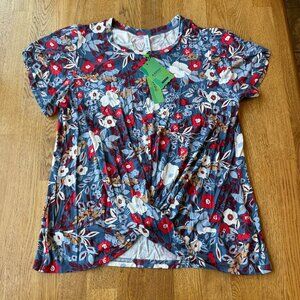 Addtoo Floral Twist Front Top Size XL NWT